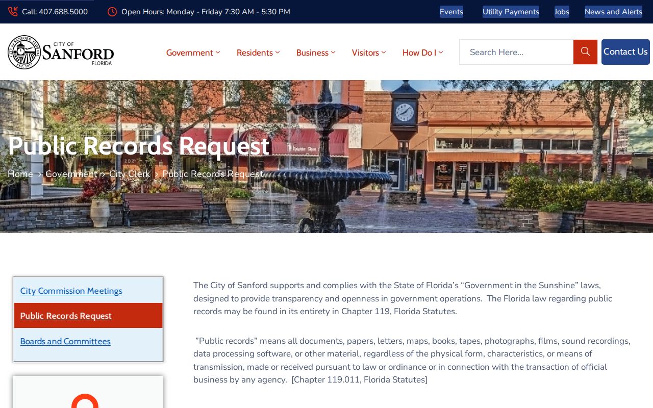 Sanford residents directory city records request
