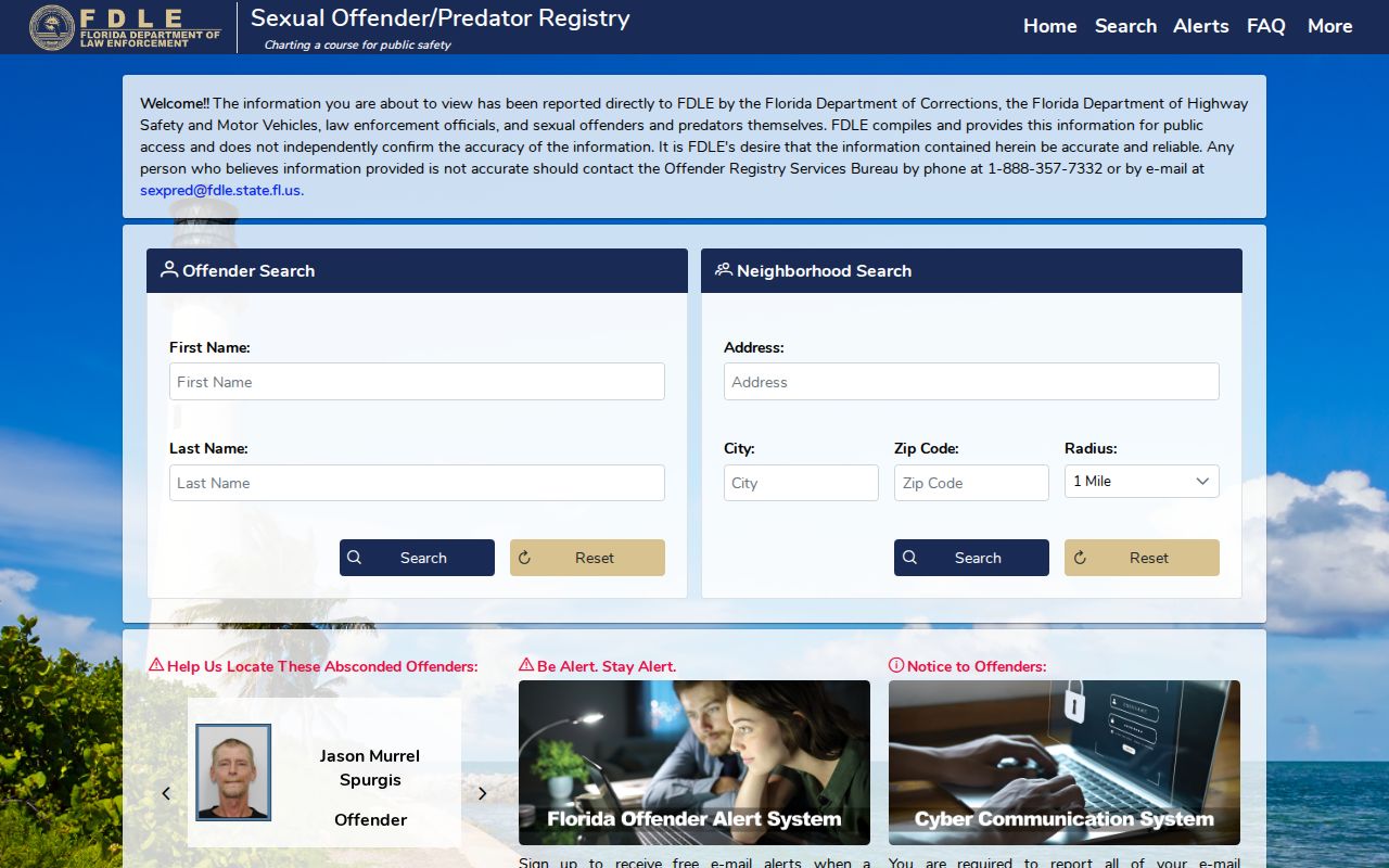 FDLE offender registry search by name or location