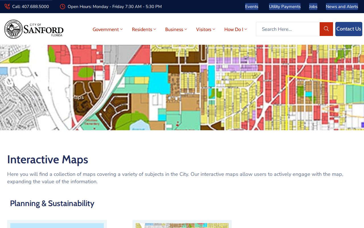 City of Sanford GIS choices for zoning, historic districts, and jurisdiction